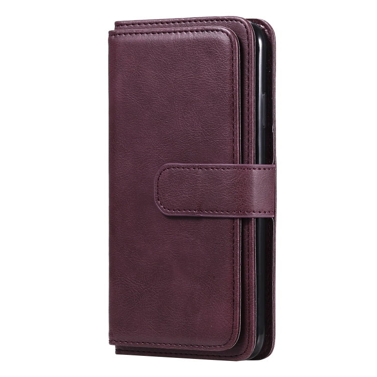 For iPhone XS Max Multifunctional Magnetic Copper Buckle Horizontal Flip Solid Color Leather Case with 10 Card Slots & Wallet & Holder & Photo Frame