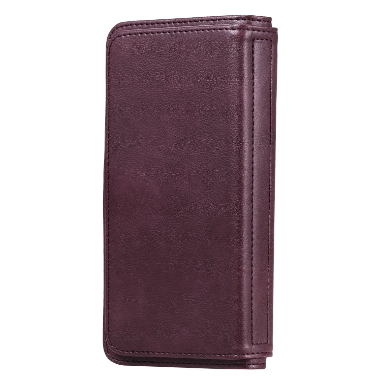 For iPhone XS Max Multifunctional Magnetic Copper Buckle Horizontal Flip Solid Color Leather Case with 10 Card Slots & Wallet & Holder & Photo Frame