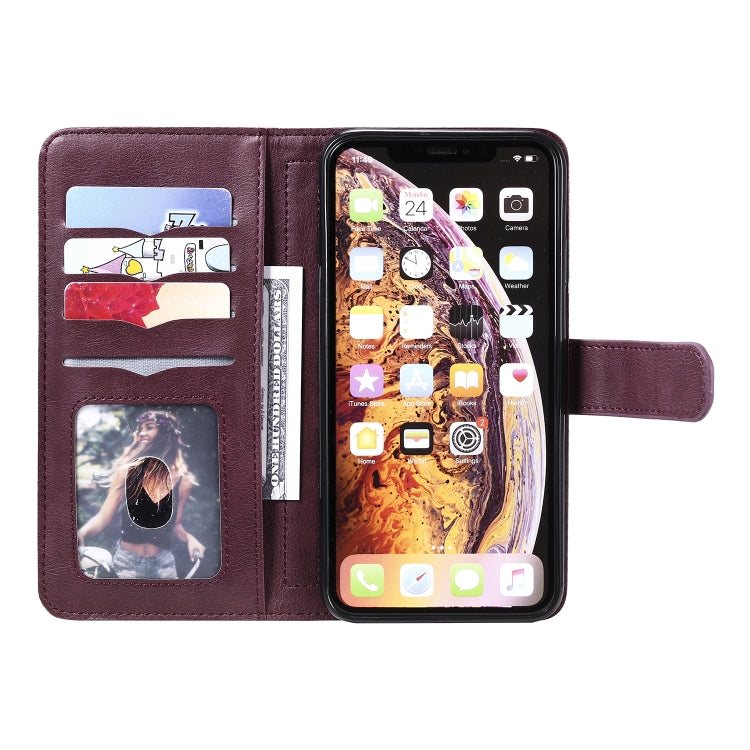 For iPhone XS Max Multifunctional Magnetic Copper Buckle Horizontal Flip Solid Color Leather Case with 10 Card Slots & Wallet & Holder & Photo Frame