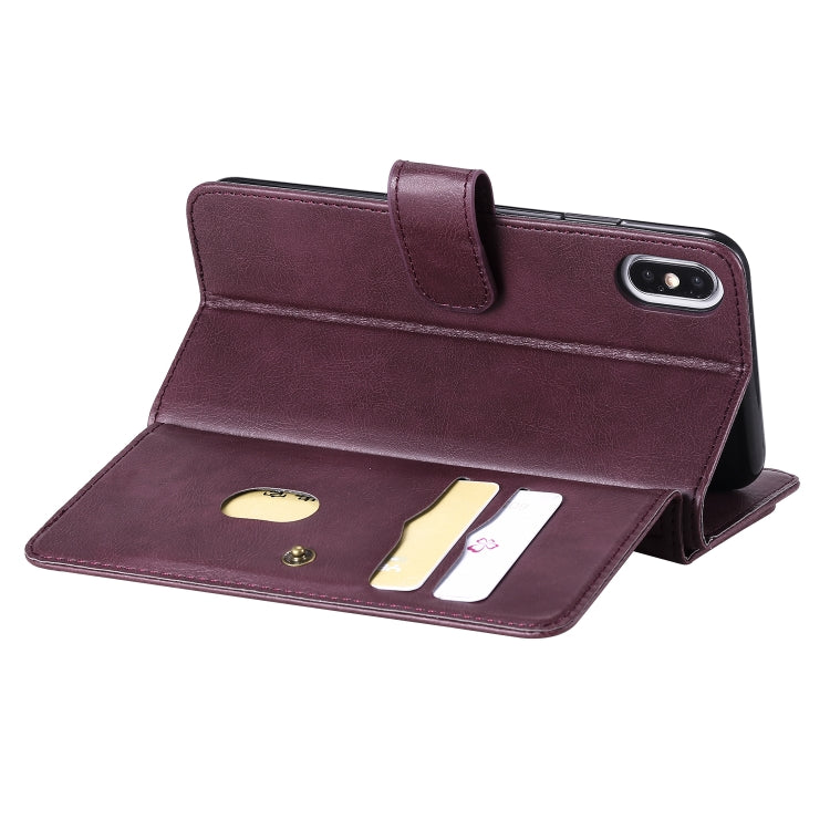 For iPhone XS Max Multifunctional Magnetic Copper Buckle Horizontal Flip Solid Color Leather Case with 10 Card Slots & Wallet & Holder & Photo Frame
