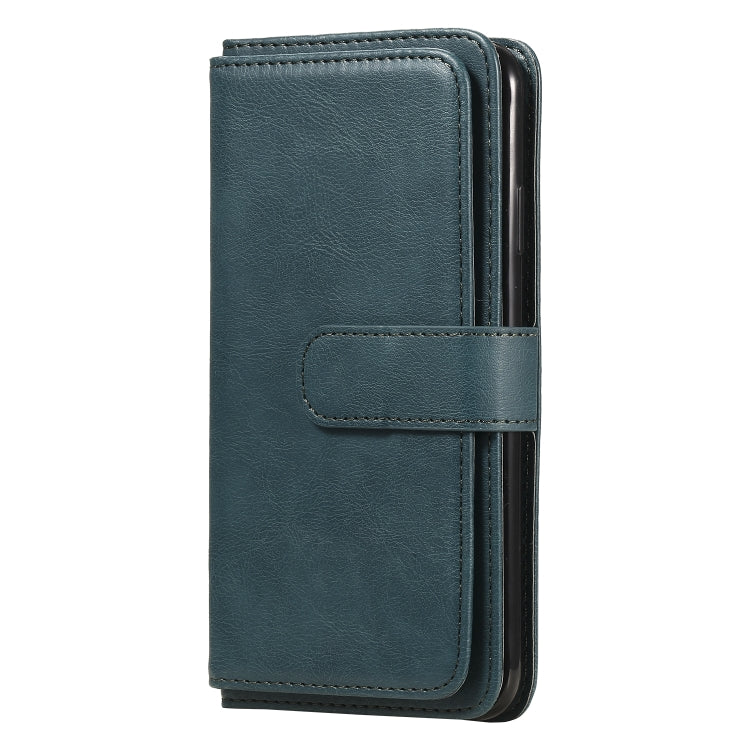 For iPhone XS Max Multifunctional Magnetic Copper Buckle Horizontal Flip Solid Color Leather Case with 10 Card Slots & Wallet & Holder & Photo Frame
