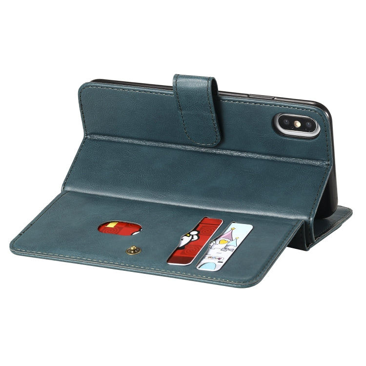 For iPhone XS Max Multifunctional Magnetic Copper Buckle Horizontal Flip Solid Color Leather Case with 10 Card Slots & Wallet & Holder & Photo Frame
