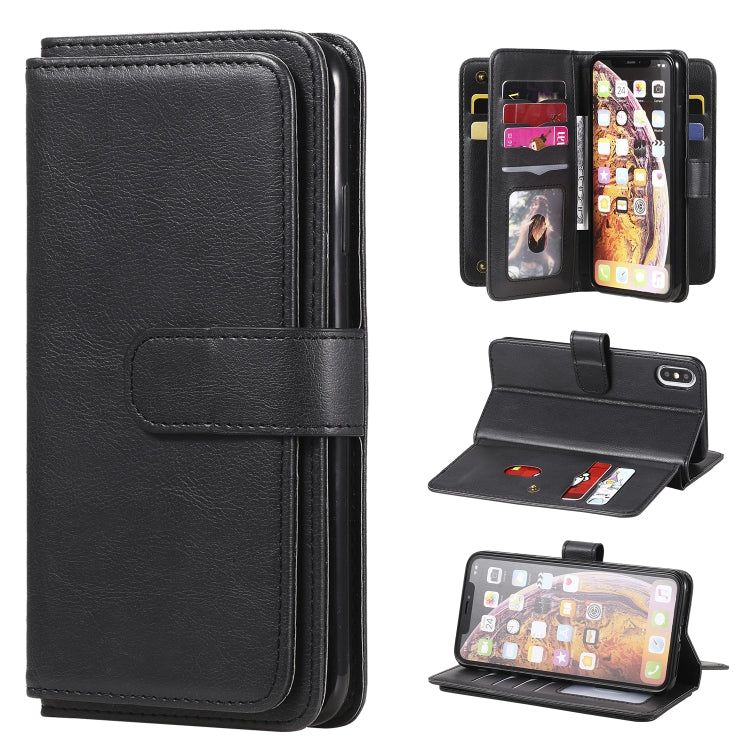 For iPhone XS Max Multifunctional Magnetic Copper Buckle Horizontal Flip Solid Color Leather Case with 10 Card Slots & Wallet & Holder & Photo Frame