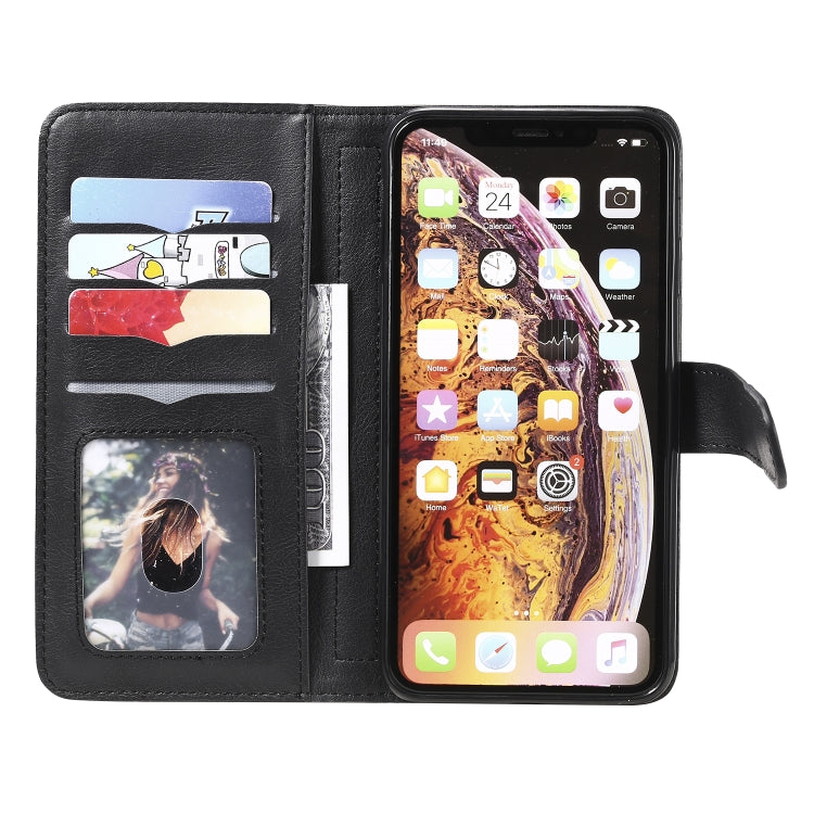 For iPhone XS Max Multifunctional Magnetic Copper Buckle Horizontal Flip Solid Color Leather Case with 10 Card Slots & Wallet & Holder & Photo Frame