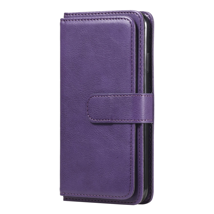 For iPhone XS Max Multifunctional Magnetic Copper Buckle Horizontal Flip Solid Color Leather Case with 10 Card Slots & Wallet & Holder & Photo Frame