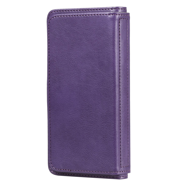For iPhone XS Max Multifunctional Magnetic Copper Buckle Horizontal Flip Solid Color Leather Case with 10 Card Slots & Wallet & Holder & Photo Frame