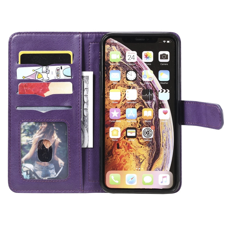 For iPhone XS Max Multifunctional Magnetic Copper Buckle Horizontal Flip Solid Color Leather Case with 10 Card Slots & Wallet & Holder & Photo Frame