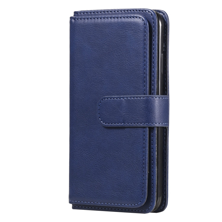 For iPhone XS Max Multifunctional Magnetic Copper Buckle Horizontal Flip Solid Color Leather Case with 10 Card Slots & Wallet & Holder & Photo Frame