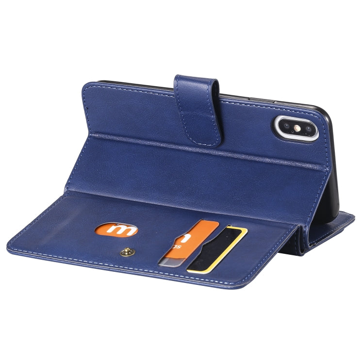 For iPhone XS Max Multifunctional Magnetic Copper Buckle Horizontal Flip Solid Color Leather Case with 10 Card Slots & Wallet & Holder & Photo Frame