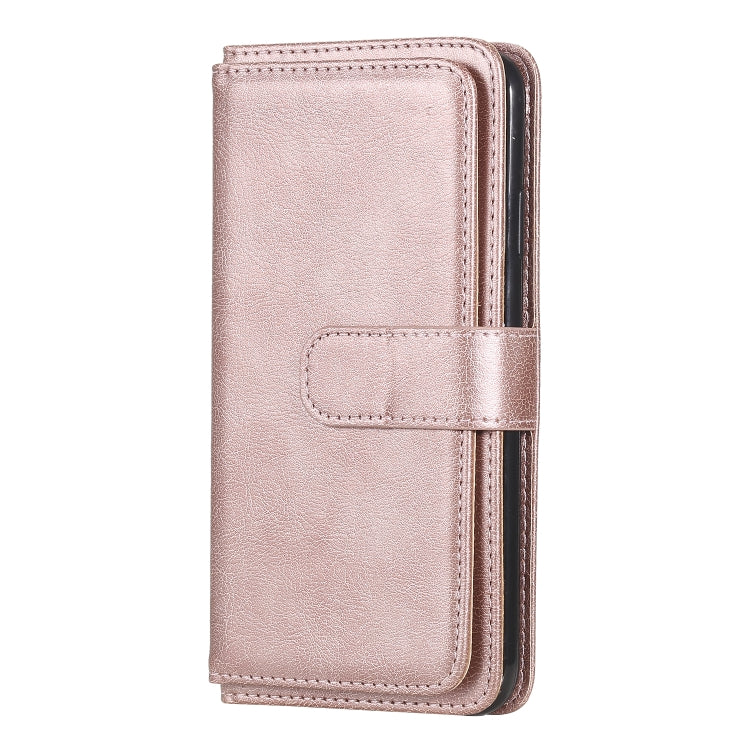 For iPhone XS Max Multifunctional Magnetic Copper Buckle Horizontal Flip Solid Color Leather Case with 10 Card Slots & Wallet & Holder & Photo Frame