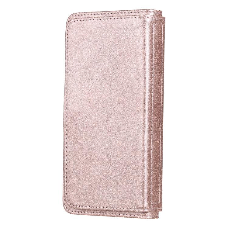 For iPhone XS Max Multifunctional Magnetic Copper Buckle Horizontal Flip Solid Color Leather Case with 10 Card Slots & Wallet & Holder & Photo Frame