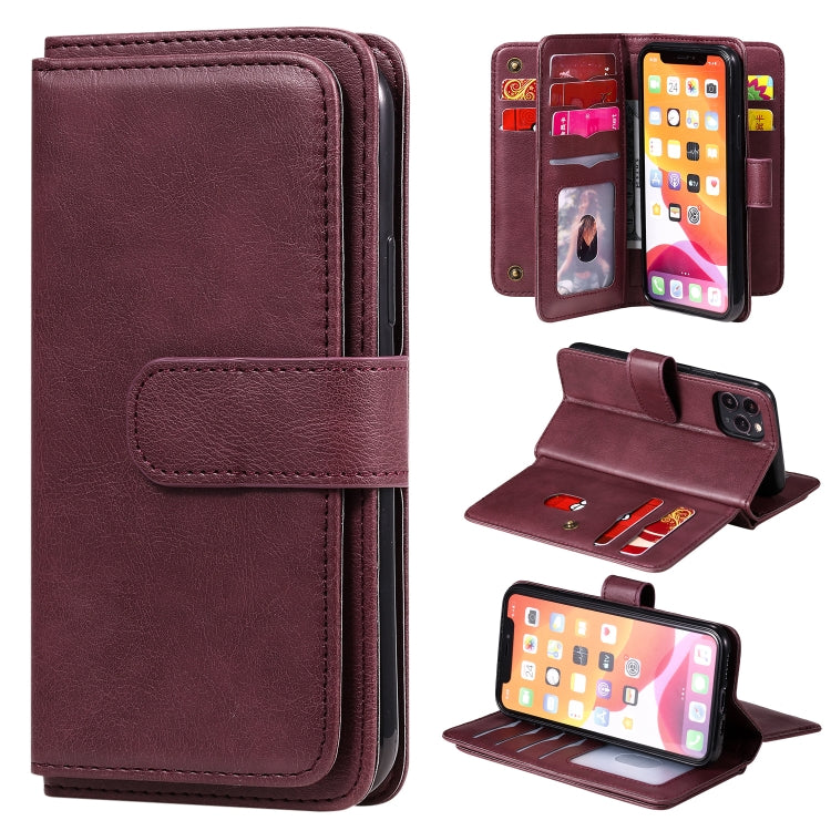 For iPhone 11 Pro Multifunctional Magnetic Copper Buckle Horizontal Flip Solid Color Leather Case with 10 Card Slots & Wallet & Holder & Photo Frame