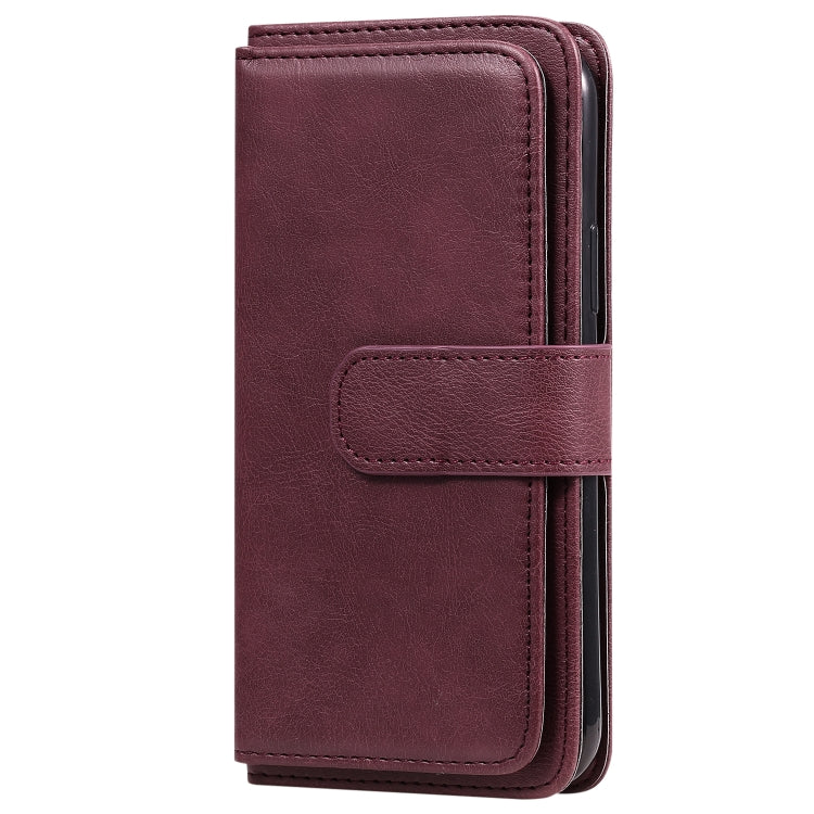 For iPhone 11 Pro Multifunctional Magnetic Copper Buckle Horizontal Flip Solid Color Leather Case with 10 Card Slots & Wallet & Holder & Photo Frame