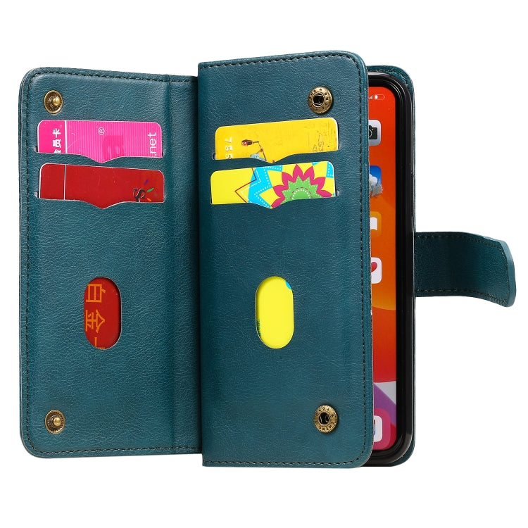 For iPhone 11 Pro Multifunctional Magnetic Copper Buckle Horizontal Flip Solid Color Leather Case with 10 Card Slots & Wallet & Holder & Photo Frame