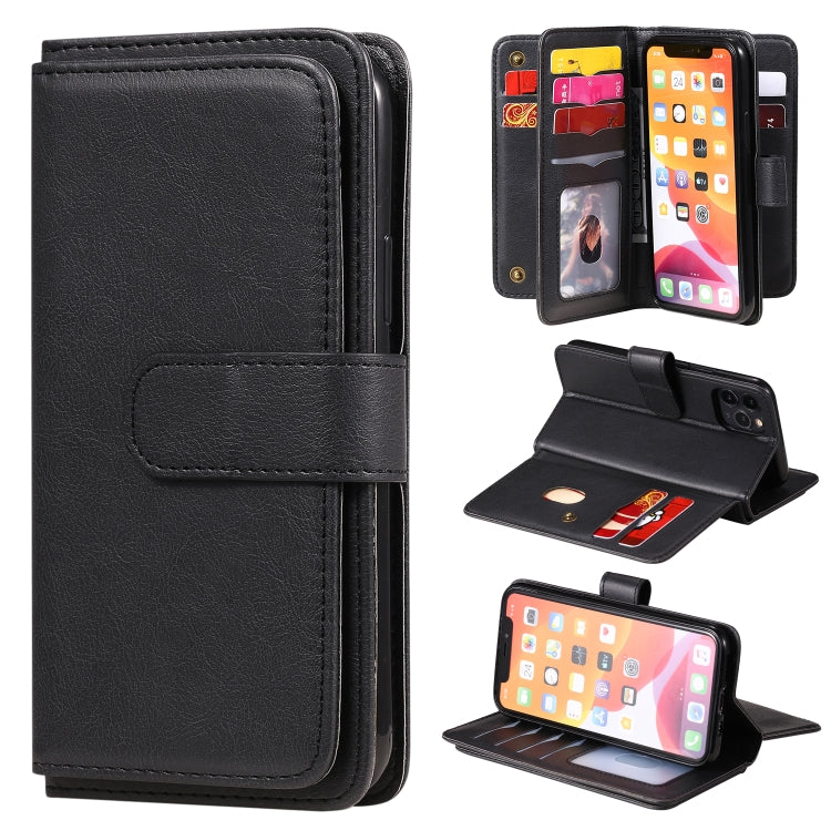 For iPhone 11 Pro Multifunctional Magnetic Copper Buckle Horizontal Flip Solid Color Leather Case with 10 Card Slots & Wallet & Holder & Photo Frame