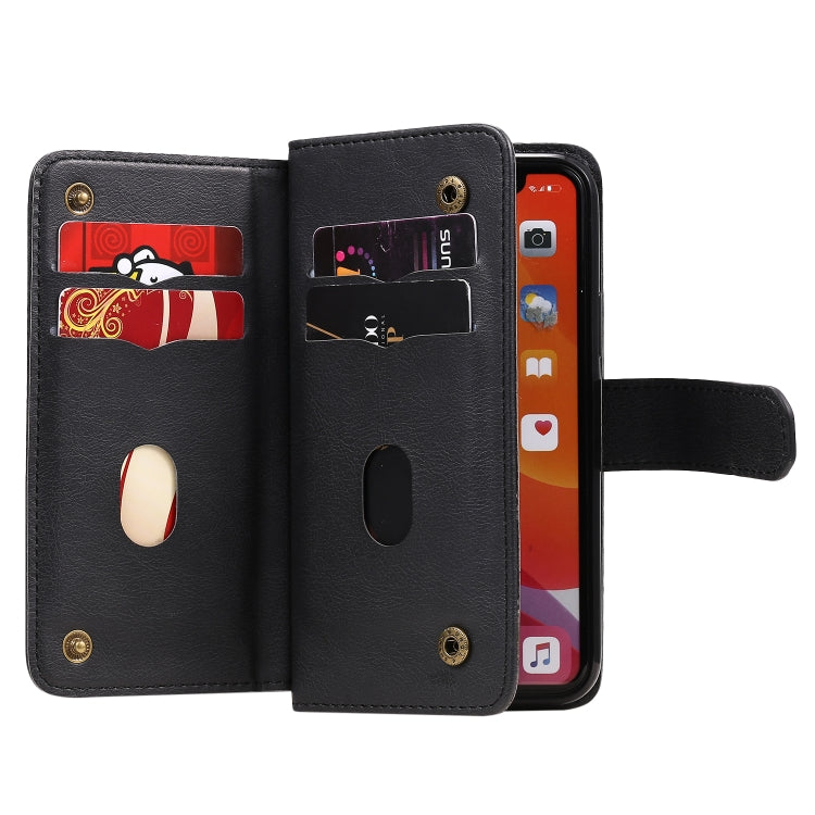 For iPhone 11 Pro Multifunctional Magnetic Copper Buckle Horizontal Flip Solid Color Leather Case with 10 Card Slots & Wallet & Holder & Photo Frame