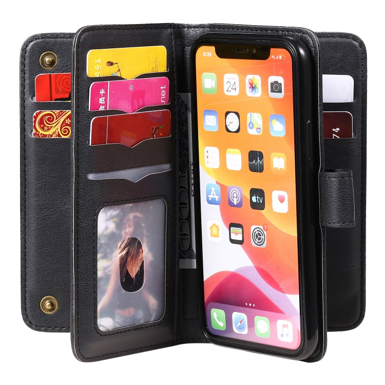 For iPhone 11 Pro Multifunctional Magnetic Copper Buckle Horizontal Flip Solid Color Leather Case with 10 Card Slots & Wallet & Holder & Photo Frame