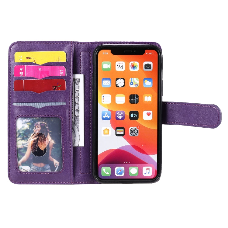For iPhone 11 Pro Multifunctional Magnetic Copper Buckle Horizontal Flip Solid Color Leather Case with 10 Card Slots & Wallet & Holder & Photo Frame