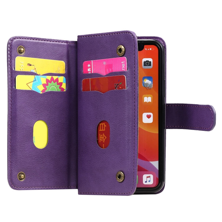 For iPhone 11 Pro Multifunctional Magnetic Copper Buckle Horizontal Flip Solid Color Leather Case with 10 Card Slots & Wallet & Holder & Photo Frame
