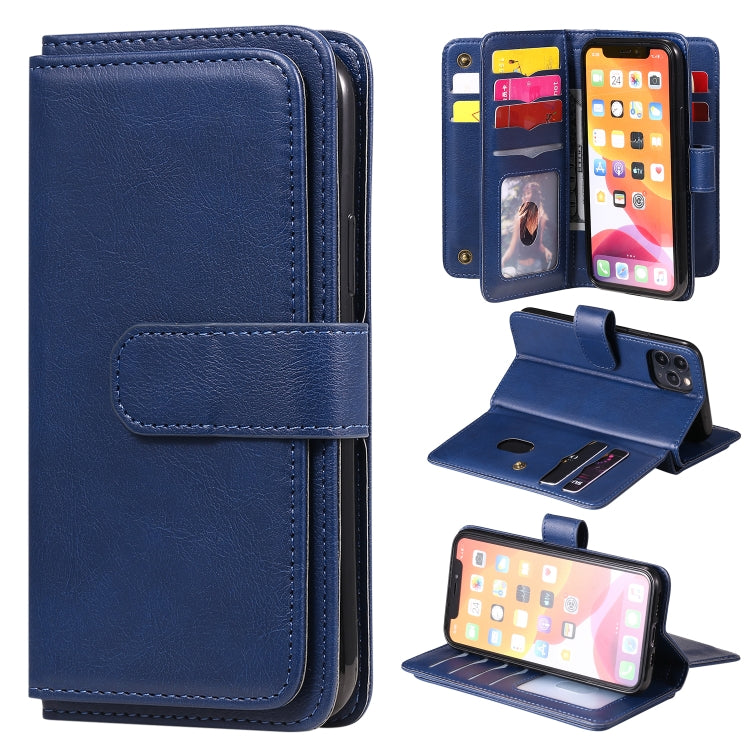 For iPhone 11 Pro Multifunctional Magnetic Copper Buckle Horizontal Flip Solid Color Leather Case with 10 Card Slots & Wallet & Holder & Photo Frame