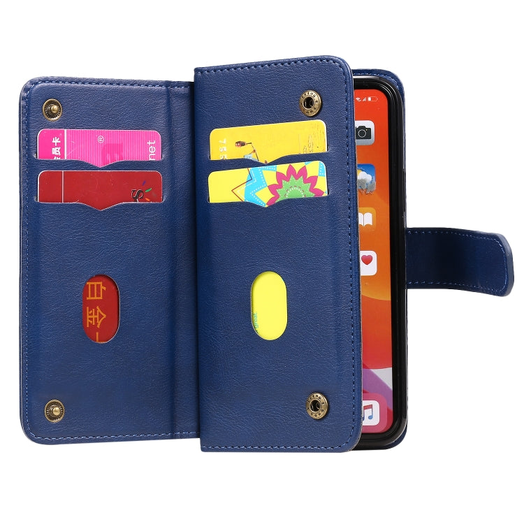 For iPhone 11 Pro Multifunctional Magnetic Copper Buckle Horizontal Flip Solid Color Leather Case with 10 Card Slots & Wallet & Holder & Photo Frame