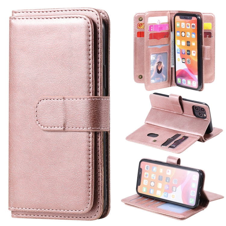For iPhone 11 Pro Multifunctional Magnetic Copper Buckle Horizontal Flip Solid Color Leather Case with 10 Card Slots & Wallet & Holder & Photo Frame