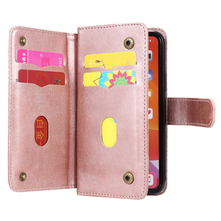 For iPhone 11 Pro Multifunctional Magnetic Copper Buckle Horizontal Flip Solid Color Leather Case with 10 Card Slots & Wallet & Holder & Photo Frame