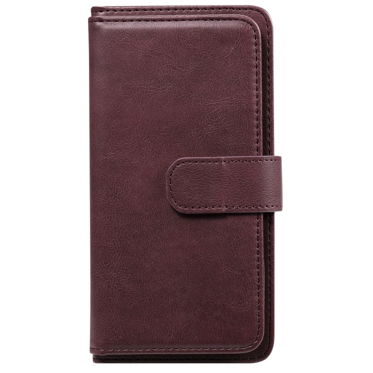 For iPhone 11 Multifunctional Magnetic Copper Buckle Horizontal Flip Solid Color Leather Case with 10 Card Slots & Wallet & Holder & Photo Frame