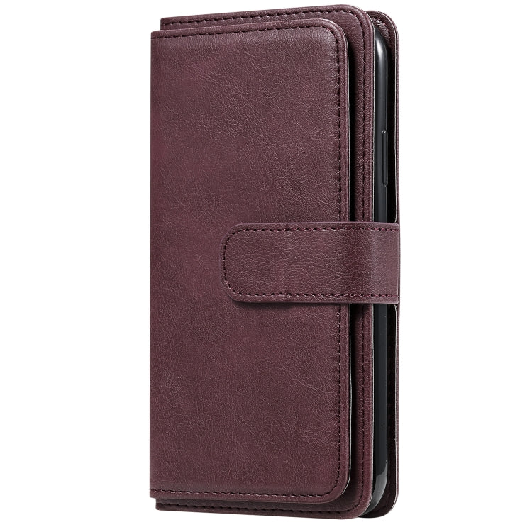 For iPhone 11 Multifunctional Magnetic Copper Buckle Horizontal Flip Solid Color Leather Case with 10 Card Slots & Wallet & Holder & Photo Frame