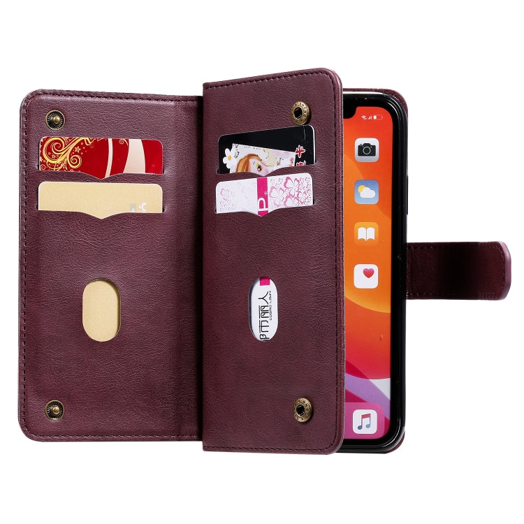 For iPhone 11 Multifunctional Magnetic Copper Buckle Horizontal Flip Solid Color Leather Case with 10 Card Slots & Wallet & Holder & Photo Frame