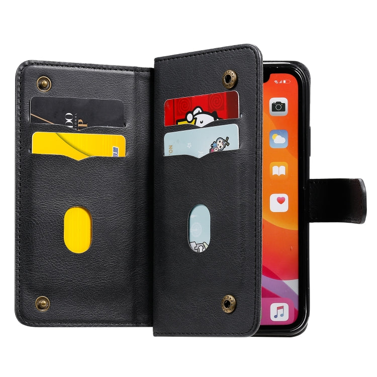 For iPhone 11 Multifunctional Magnetic Copper Buckle Horizontal Flip Solid Color Leather Case with 10 Card Slots & Wallet & Holder & Photo Frame