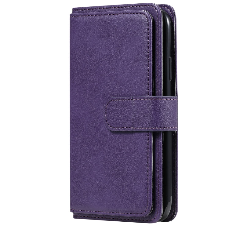 For iPhone 11 Multifunctional Magnetic Copper Buckle Horizontal Flip Solid Color Leather Case with 10 Card Slots & Wallet & Holder & Photo Frame