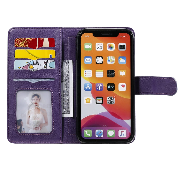 For iPhone 11 Multifunctional Magnetic Copper Buckle Horizontal Flip Solid Color Leather Case with 10 Card Slots & Wallet & Holder & Photo Frame
