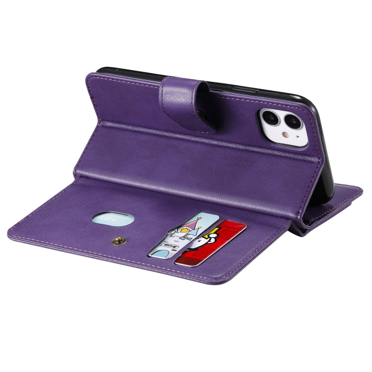 For iPhone 11 Multifunctional Magnetic Copper Buckle Horizontal Flip Solid Color Leather Case with 10 Card Slots & Wallet & Holder & Photo Frame