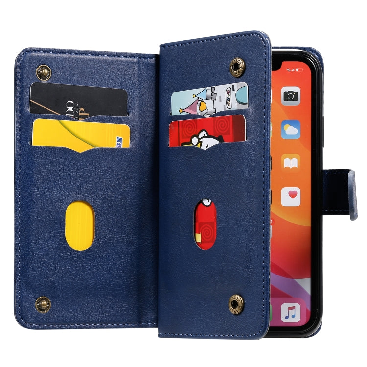 For iPhone 11 Multifunctional Magnetic Copper Buckle Horizontal Flip Solid Color Leather Case with 10 Card Slots & Wallet & Holder & Photo Frame