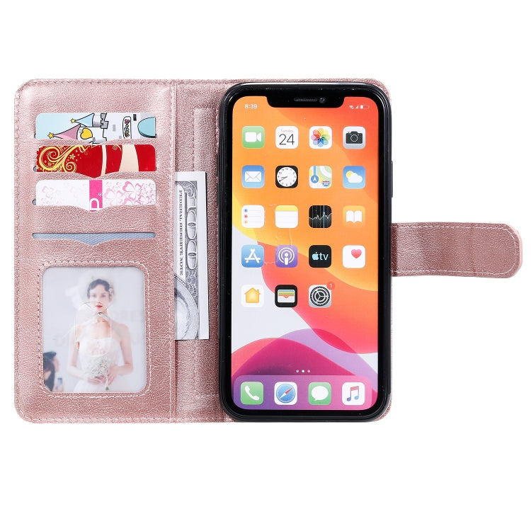 For iPhone 11 Multifunctional Magnetic Copper Buckle Horizontal Flip Solid Color Leather Case with 10 Card Slots & Wallet & Holder & Photo Frame