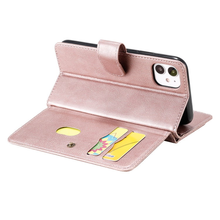 For iPhone 11 Multifunctional Magnetic Copper Buckle Horizontal Flip Solid Color Leather Case with 10 Card Slots & Wallet & Holder & Photo Frame