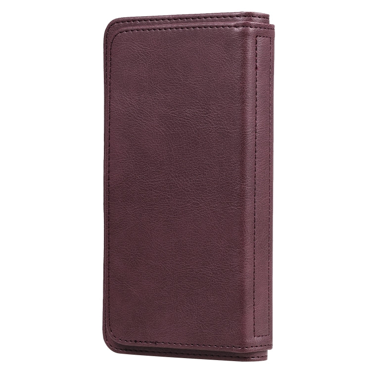 For iPhone 11 Pro Max Multifunctional Magnetic Copper Buckle Horizontal Flip Solid Color Leather Case with 10 Card Slots & Wallet & Holder & Photo Frame