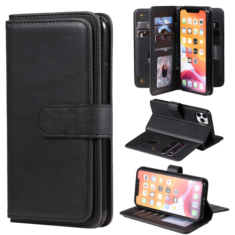 For iPhone 11 Pro Max Multifunctional Magnetic Copper Buckle Horizontal Flip Solid Color Leather Case with 10 Card Slots & Wallet & Holder & Photo Frame