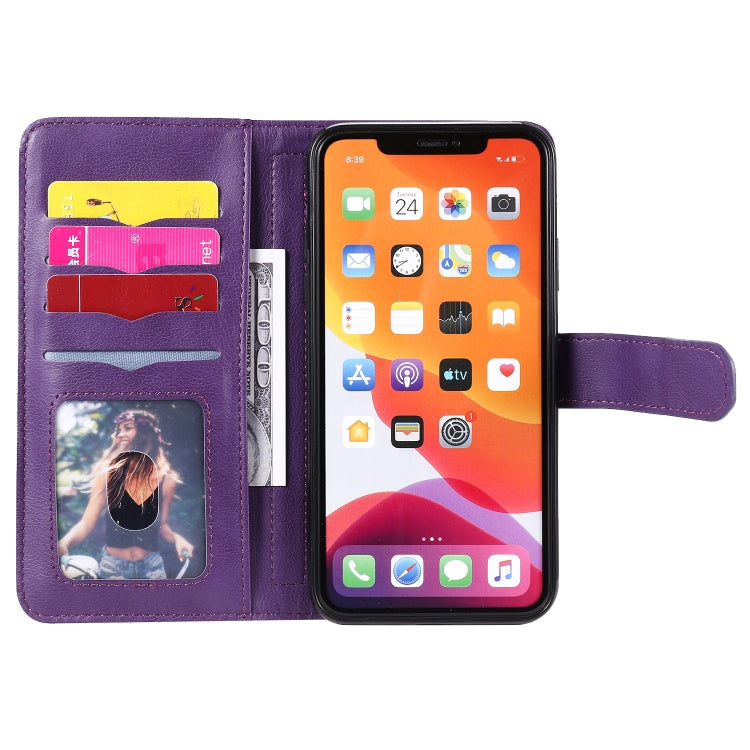 For iPhone 11 Pro Max Multifunctional Magnetic Copper Buckle Horizontal Flip Solid Color Leather Case with 10 Card Slots & Wallet & Holder & Photo Frame