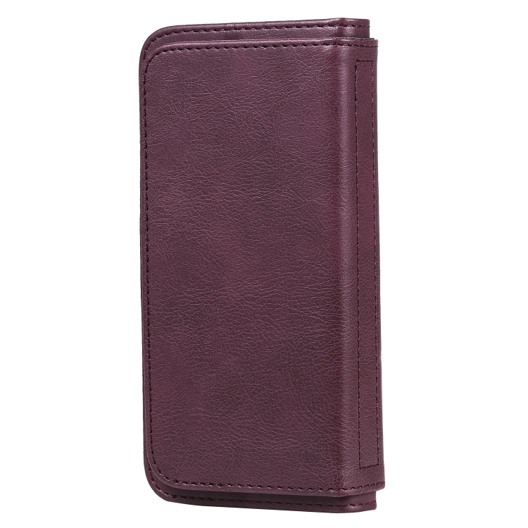 For iPhone 12 mini Multifunctional Magnetic Copper Buckle Horizontal Flip Solid Color Leather Case with 10 Card Slots & Wallet & Holder & Photo Frame