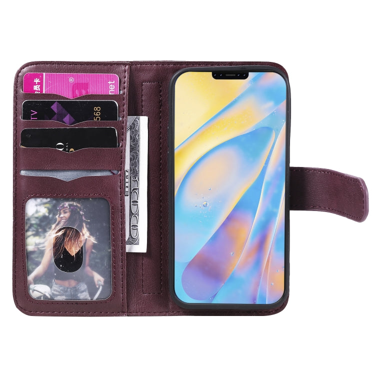For iPhone 12 mini Multifunctional Magnetic Copper Buckle Horizontal Flip Solid Color Leather Case with 10 Card Slots & Wallet & Holder & Photo Frame