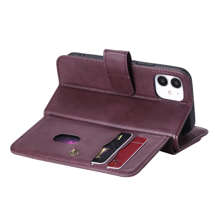 For iPhone 12 mini Multifunctional Magnetic Copper Buckle Horizontal Flip Solid Color Leather Case with 10 Card Slots & Wallet & Holder & Photo Frame