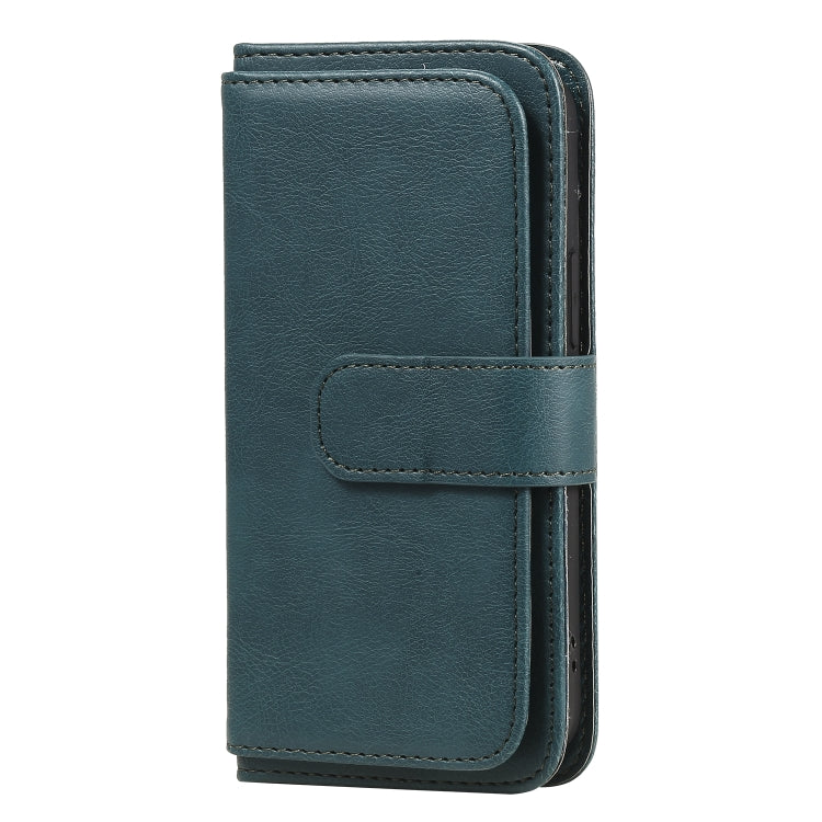 For iPhone 12 mini Multifunctional Magnetic Copper Buckle Horizontal Flip Solid Color Leather Case with 10 Card Slots & Wallet & Holder & Photo Frame