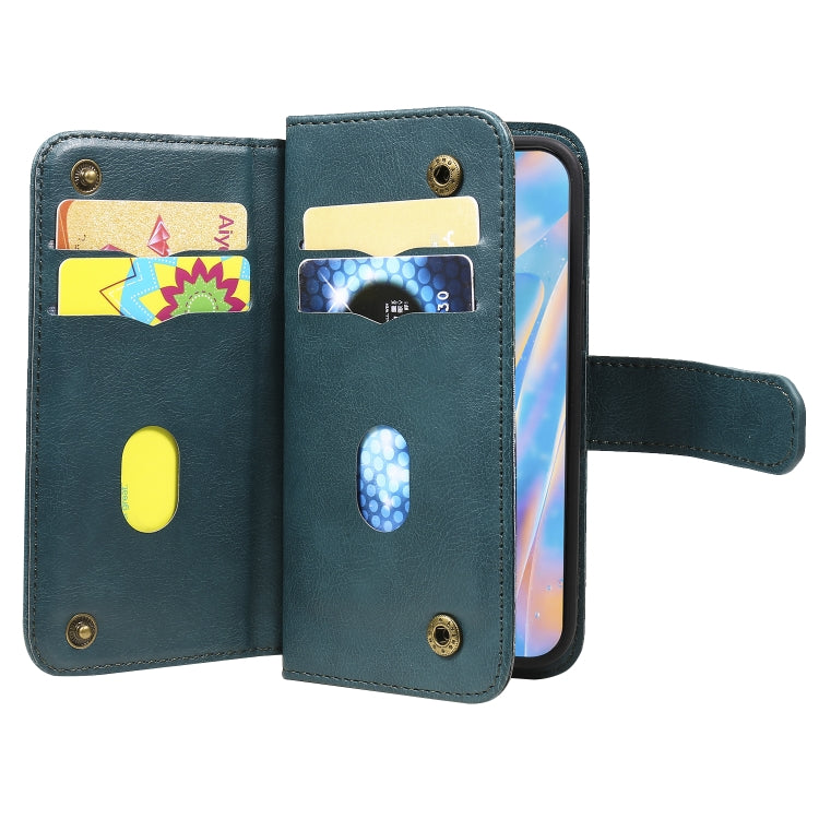 For iPhone 12 mini Multifunctional Magnetic Copper Buckle Horizontal Flip Solid Color Leather Case with 10 Card Slots & Wallet & Holder & Photo Frame