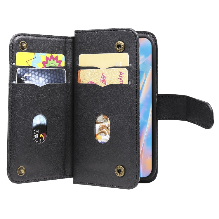 For iPhone 12 mini Multifunctional Magnetic Copper Buckle Horizontal Flip Solid Color Leather Case with 10 Card Slots & Wallet & Holder & Photo Frame