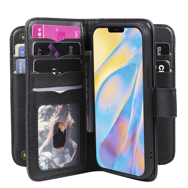 For iPhone 12 mini Multifunctional Magnetic Copper Buckle Horizontal Flip Solid Color Leather Case with 10 Card Slots & Wallet & Holder & Photo Frame