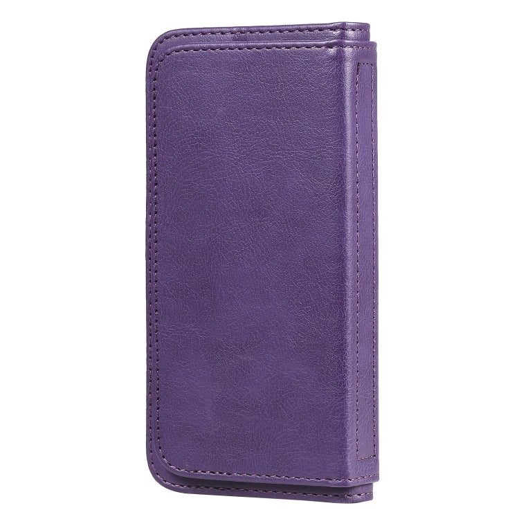For iPhone 12 mini Multifunctional Magnetic Copper Buckle Horizontal Flip Solid Color Leather Case with 10 Card Slots & Wallet & Holder & Photo Frame