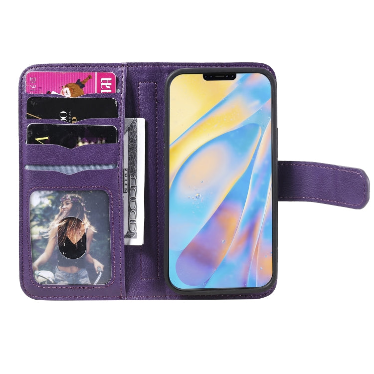 For iPhone 12 mini Multifunctional Magnetic Copper Buckle Horizontal Flip Solid Color Leather Case with 10 Card Slots & Wallet & Holder & Photo Frame