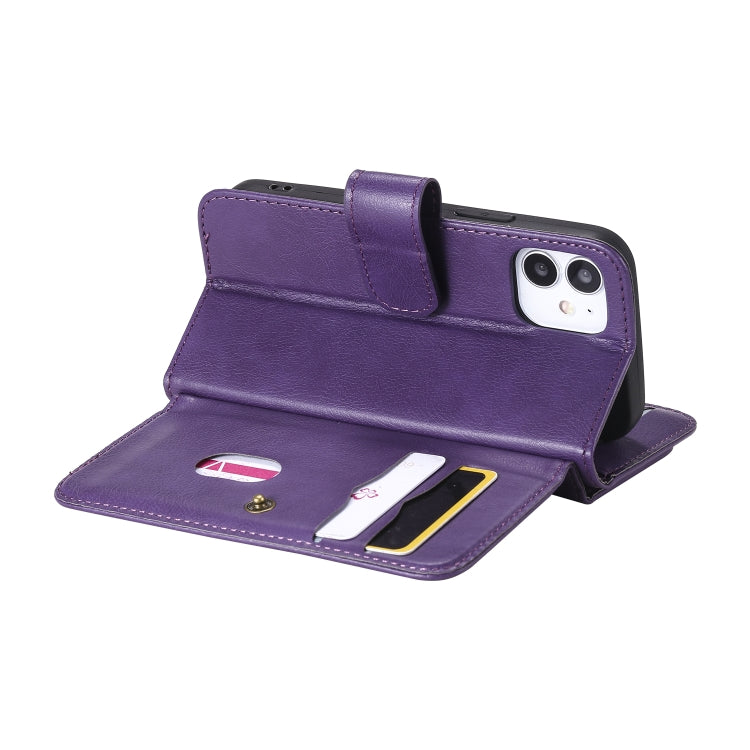 For iPhone 12 mini Multifunctional Magnetic Copper Buckle Horizontal Flip Solid Color Leather Case with 10 Card Slots & Wallet & Holder & Photo Frame